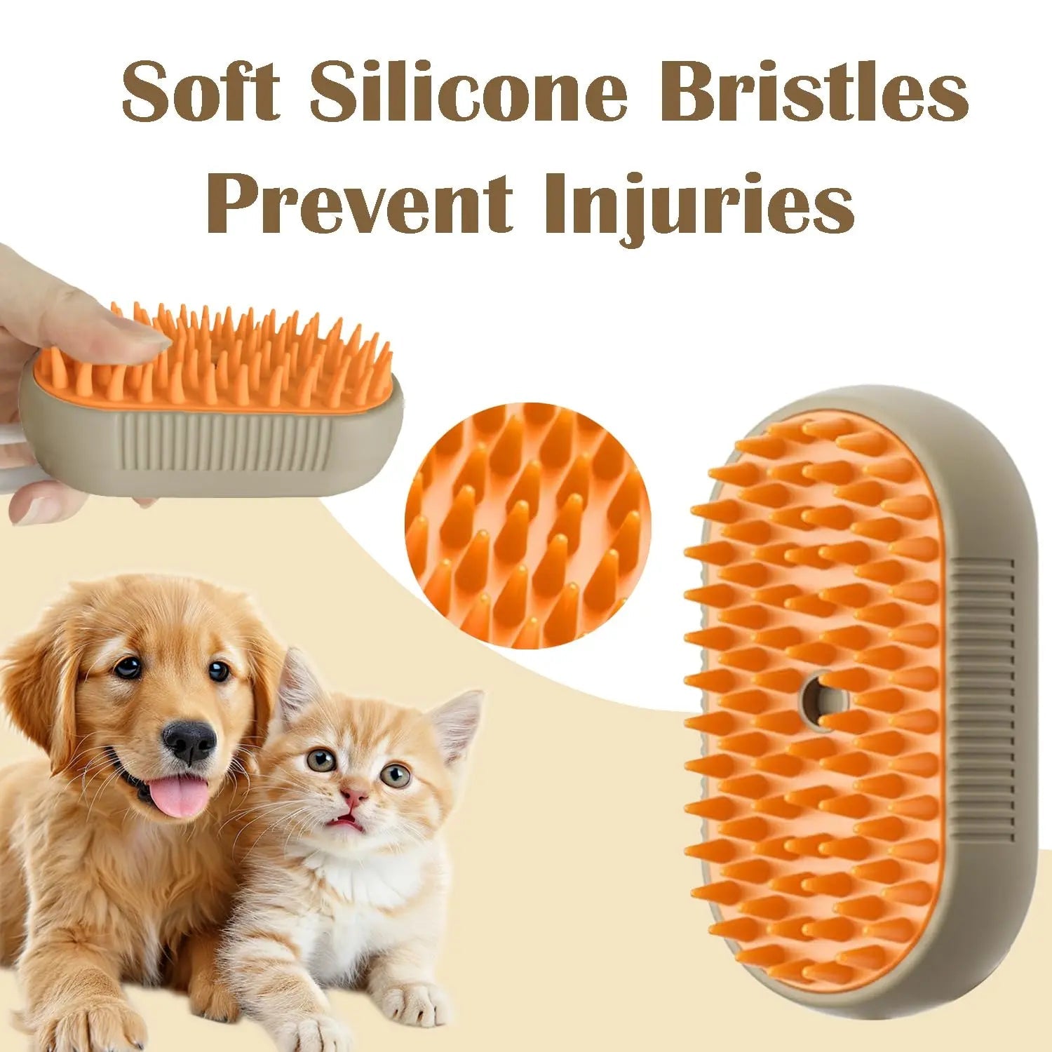 🐶🐱 Gentle Steam Brush for All Pets | Self-Cleaning, Cordless & Fur-Friendly🐱🐶