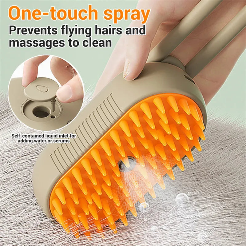 🐶🐱 Gentle Steam Brush for All Pets | Self-Cleaning, Cordless & Fur-Friendly🐱🐶