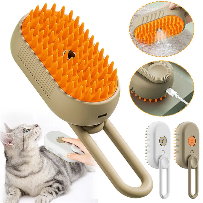 🐶🐱 Gentle Steam Brush for All Pets | Self-Cleaning, Cordless & Fur-Friendly🐱🐶