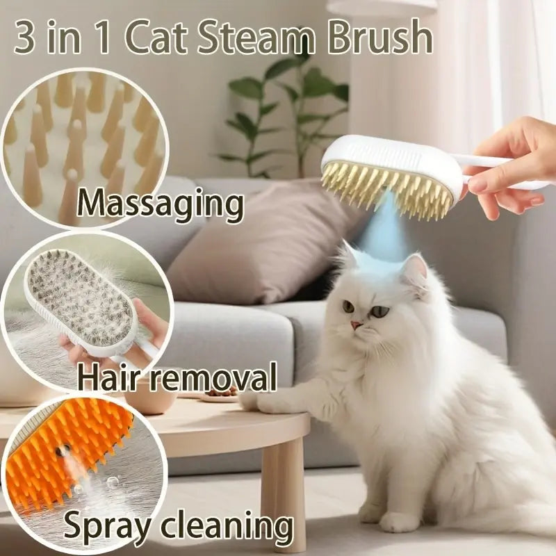 🐶🐱 Gentle Steam Brush for All Pets | Self-Cleaning, Cordless & Fur-Friendly🐱🐶