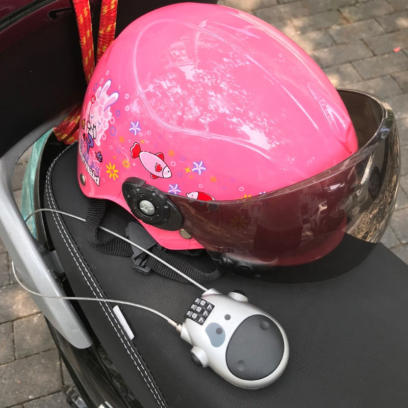 🔐 Cute Cow Retractable Cable Lock - 3-Digit Combination Security Lock for Luggage, Bikes, Bags & More