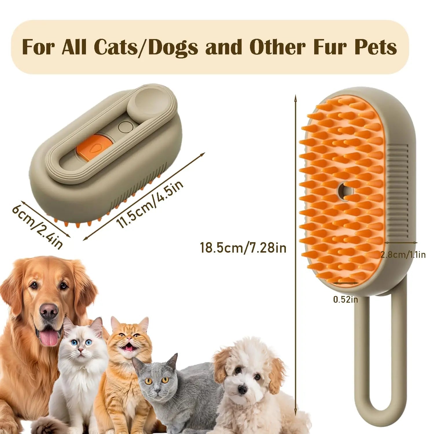 🐶🐱 Gentle Steam Brush for All Pets | Self-Cleaning, Cordless & Fur-Friendly🐱🐶