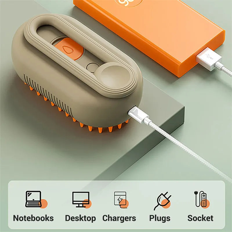 🐶🐱 Gentle Steam Brush for All Pets | Self-Cleaning, Cordless & Fur-Friendly🐱🐶