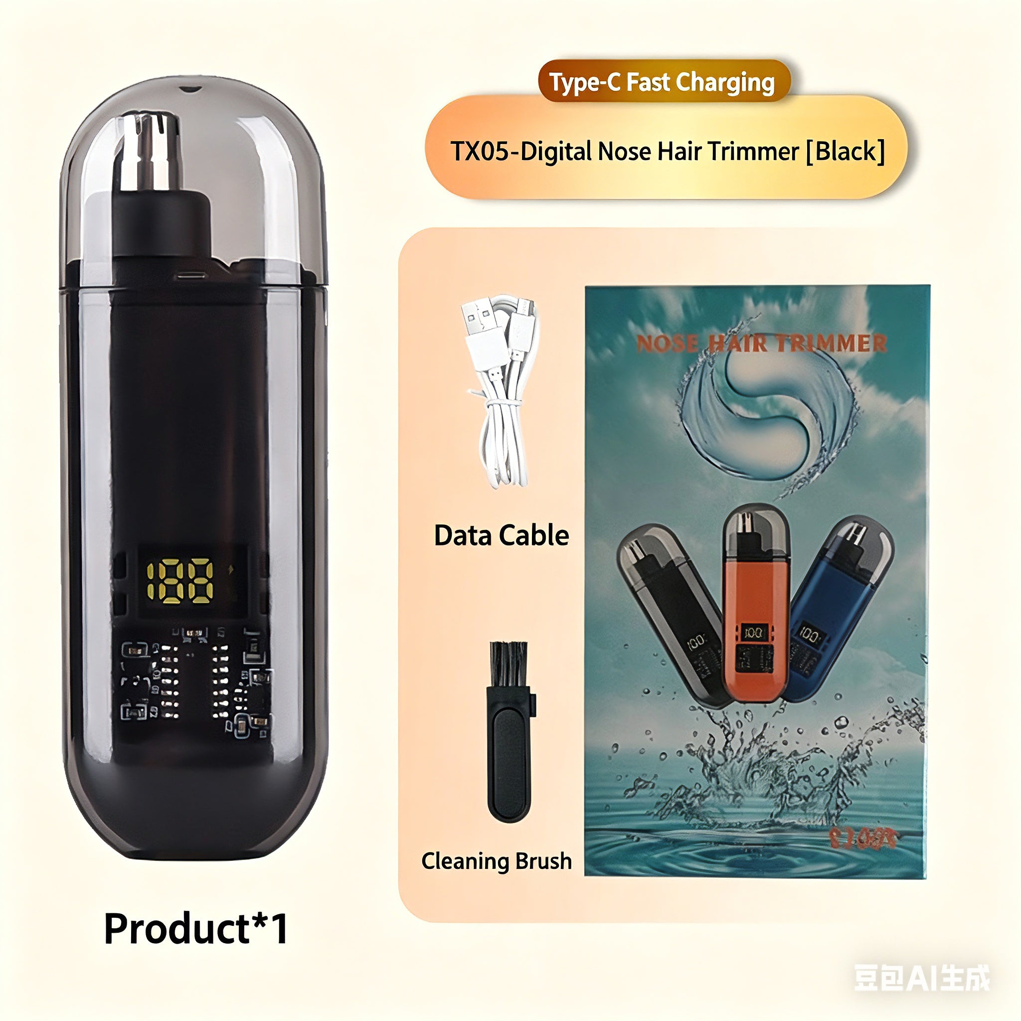 ✂️ Portable Electric Nose Hair Trimmer with LED Displayg🧔