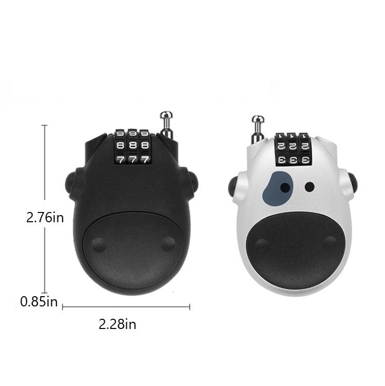 🔐 Cute Cow Retractable Cable Lock - 3-Digit Combination Security Lock for Luggage, Bikes, Bags & More