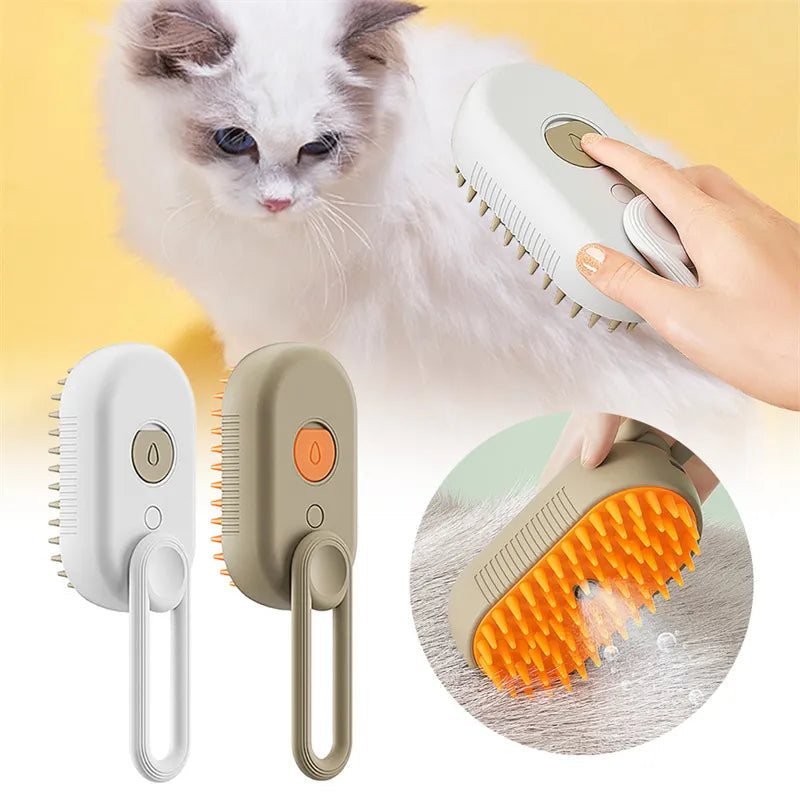 🐶🐱 Gentle Steam Brush for All Pets | Self-Cleaning, Cordless & Fur-Friendly🐱🐶