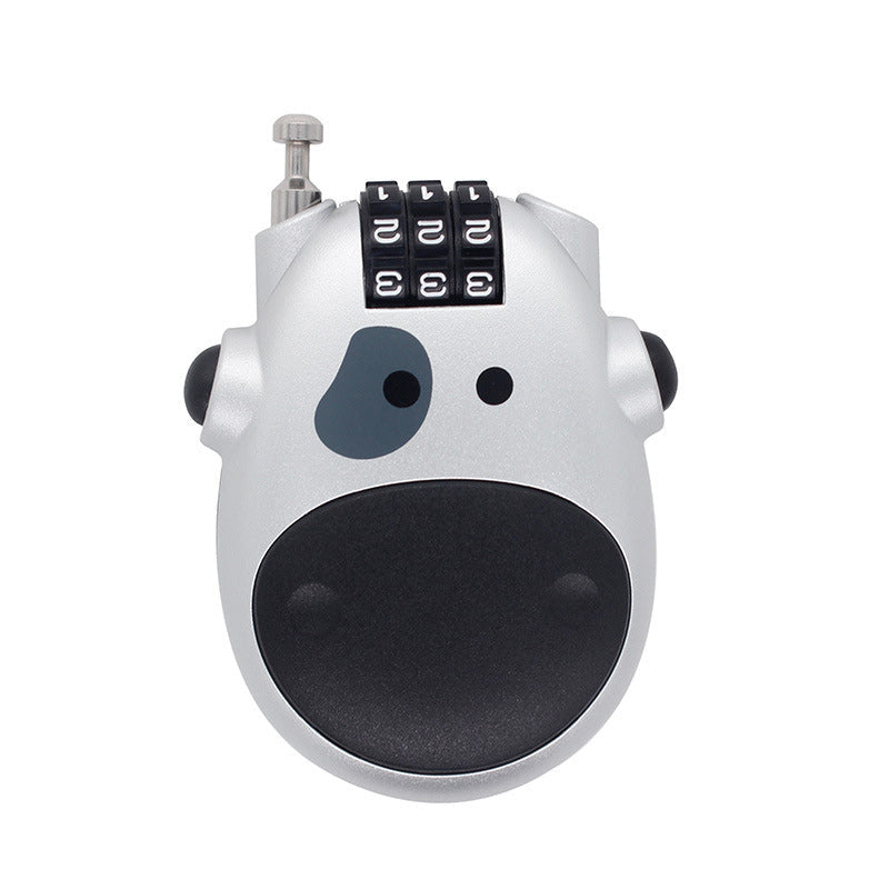 🔐 Cute Cow Retractable Cable Lock - 3-Digit Combination Security Lock for Luggage, Bikes, Bags & More