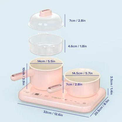 Multifunctional Real Cooking Mini Kitchen – Double Stove Set for Kids