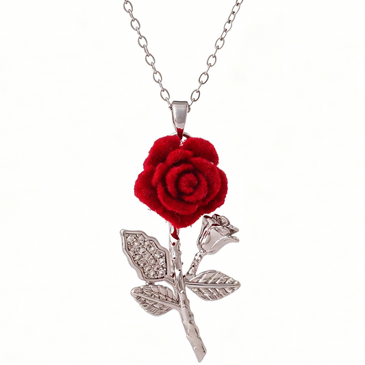 🌹 Eternal Rose Velvet Pendant Necklace 💖 18K Gold Plated Romantic Jewelry Gift for Her💎