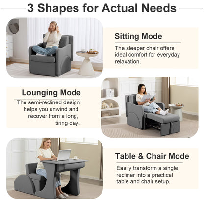 3-in-1 Convertible Sleeper Chair Sofa Bed – Adjustable Armchair with Pull-Out Bed