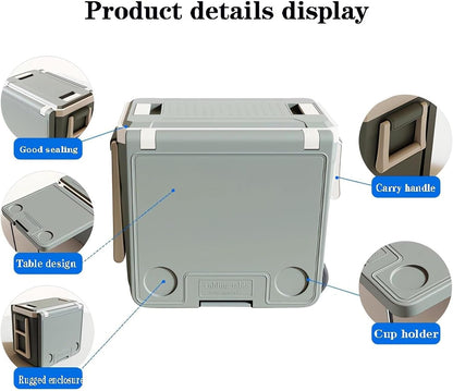 🧊Multi Function Rolling Cooler - Keeps Ice for up to 5 Day