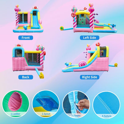 6-in-1 Inflatable Bounce House with Water Slide