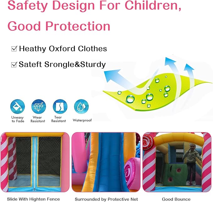 6-in-1 Inflatable Bounce House with Water Slide