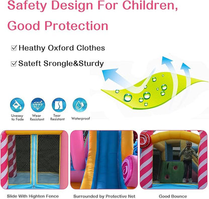 6-in-1 Inflatable Bounce House with Water Slide