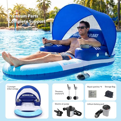 ⛱️🚤Electric Motorized Pool Lounger w/ Sun Canopy! 🏝️