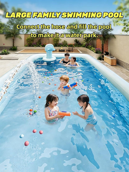 Inflatable slide pool with a sunshade—suitable for backyards, gardens, and summer water parties.