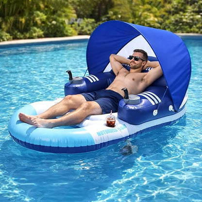 ⛱️🚤Electric Motorized Pool Lounger w/ Sun Canopy! 🏝️