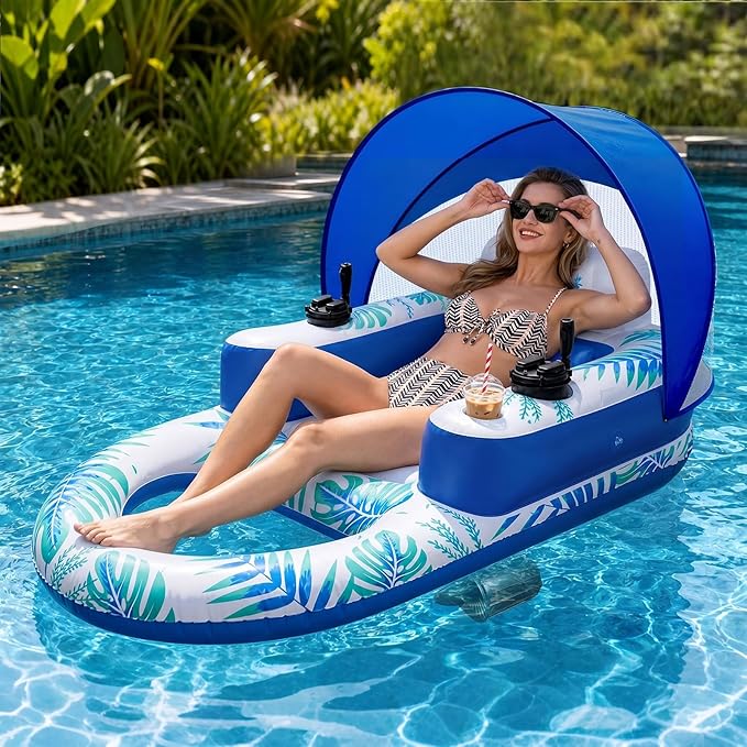⛱️🚤Electric Motorized Pool Lounger w/ Sun Canopy! 🏝️