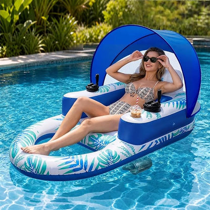 ⛱️🚤Electric Motorized Pool Lounger w/ Sun Canopy! 🏝️