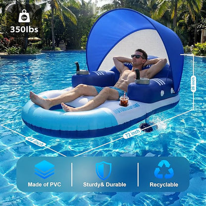 ⛱️🚤Electric Motorized Pool Lounger w/ Sun Canopy! 🏝️