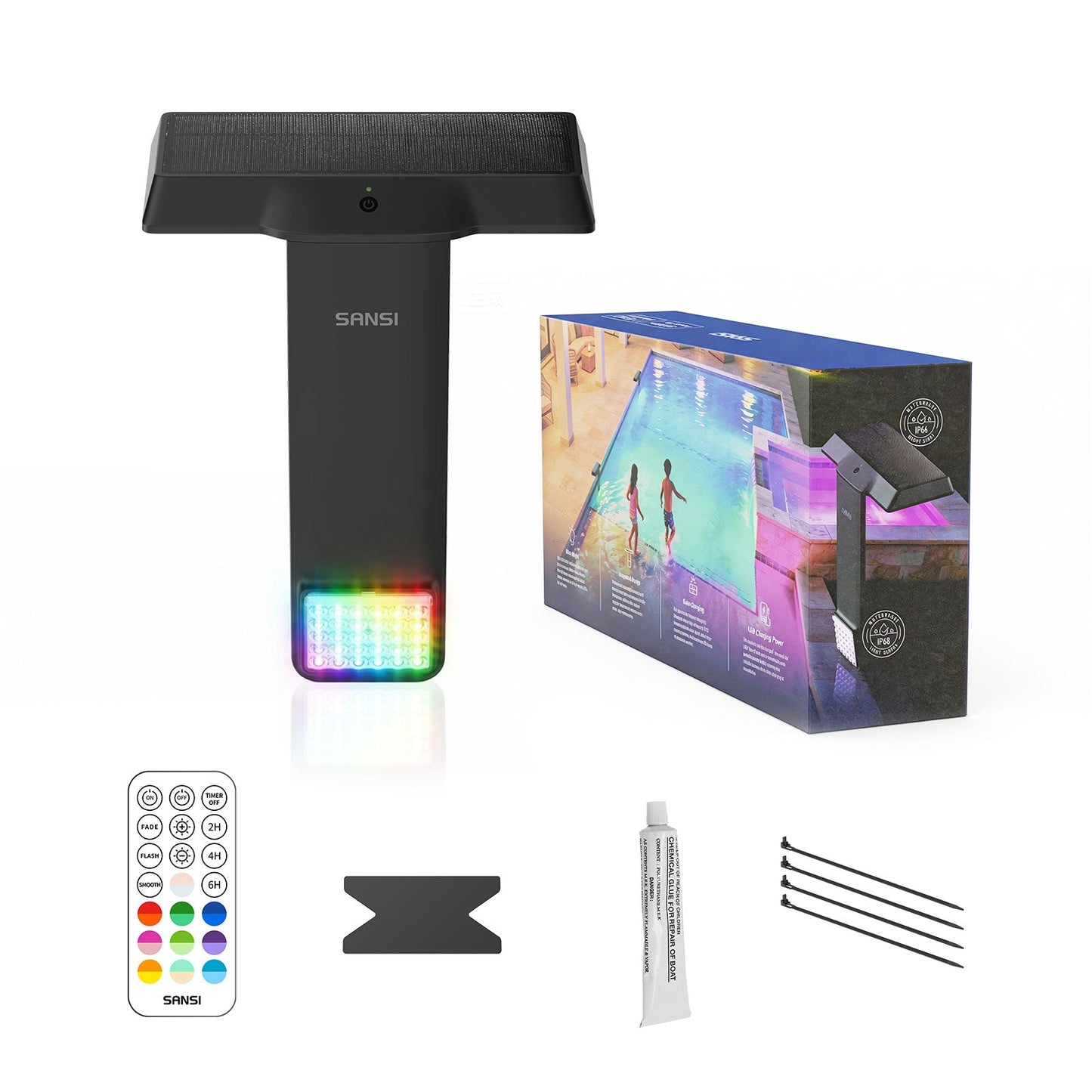 Solar RGB LED Pool Light with Remote Control