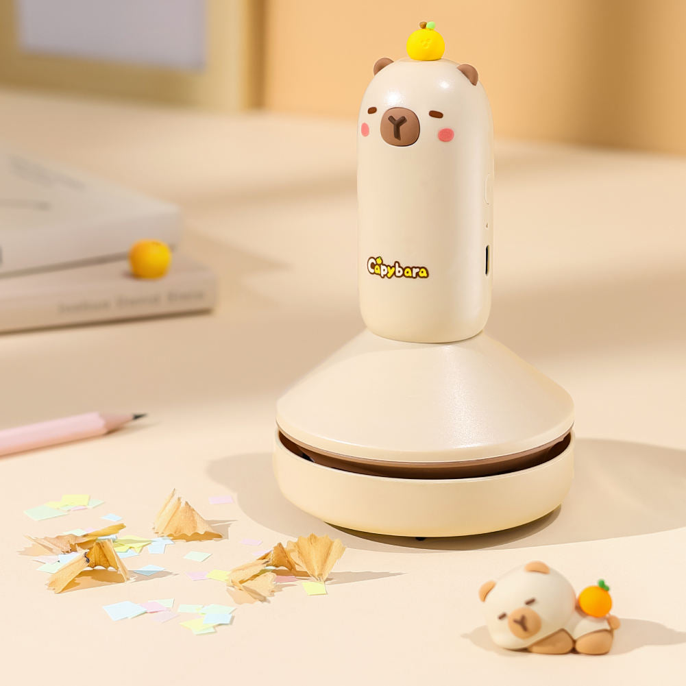 ✨ Capybara Cutie Mini Vacuum | USB Rechargeable Desk Dust Sweeper for Home & Office🧹