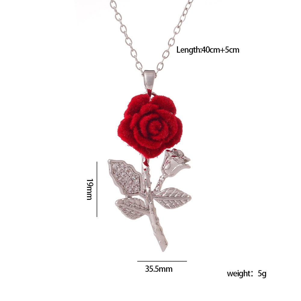 🌹 Eternal Rose Velvet Pendant Necklace 💖 18K Gold Plated Romantic Jewelry Gift for Her💎