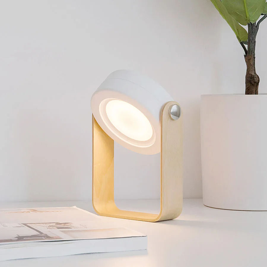 ✨ Portable Foldable LED Touch Lamp | Wooden Handle Rechargeable Night Light for Home & Travel🌙