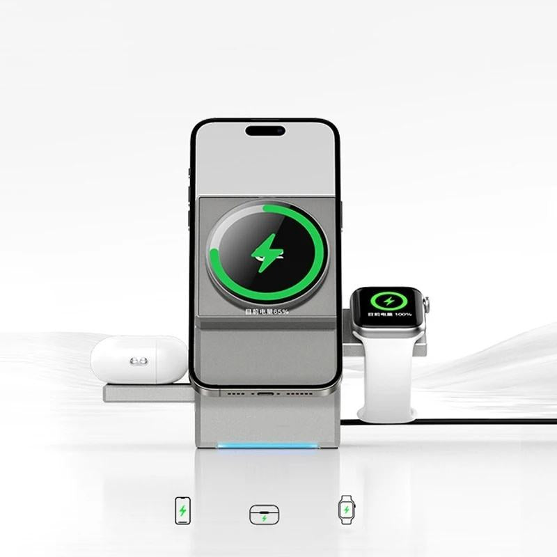 🔋 Foldable MagSafe Wireless Charger Dock - 3-in-1 Fast Charging Station for Multiple Devices⚡