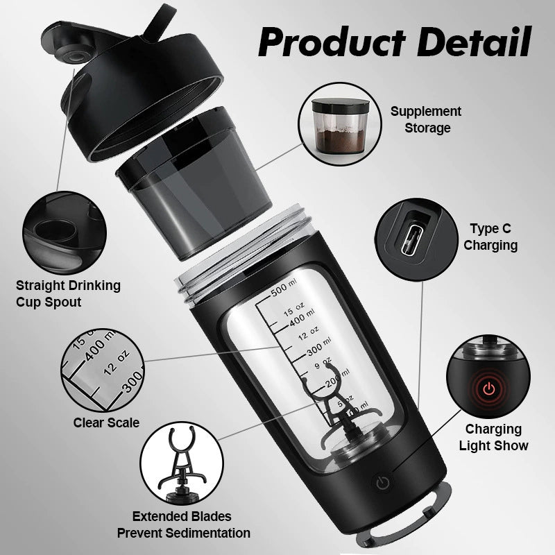 🏋️ BPA-Free Tritan Electric Shaker for Protein Shakes & Fitness Drinks🥤