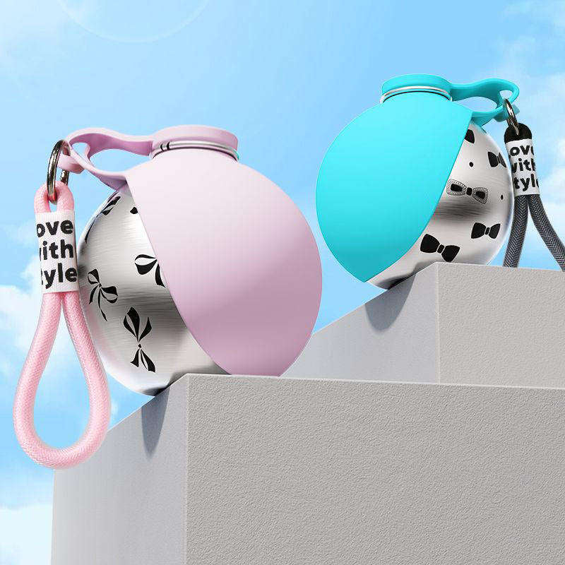 ✨ 285ml Xiaoman Pet Water Bottle | 304 Stainless Steel Leak-Proof Travel Water Bottle with Foldable Silicone Bowl & Lanyard for Outdoor Adventures 🐶