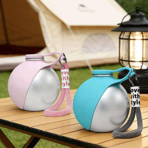 ✨ 285ml Xiaoman Pet Water Bottle | 304 Stainless Steel Leak-Proof Travel Water Bottle with Foldable Silicone Bowl & Lanyard for Outdoor Adventures 🐶