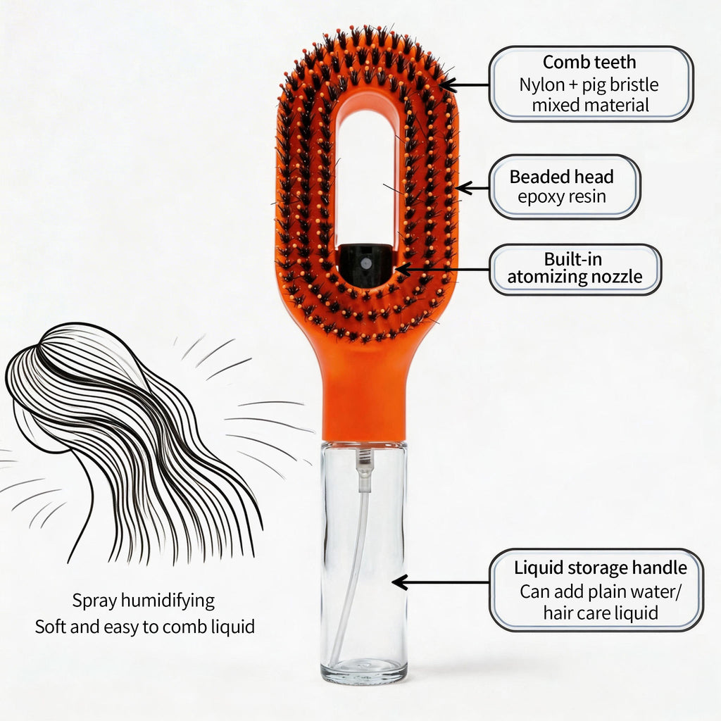 💦 2-in-1 Spray Detangler Brush - Wet & Dry Use, Anti-Static, Painless Tangle-Free Hair Styling Tool🚿