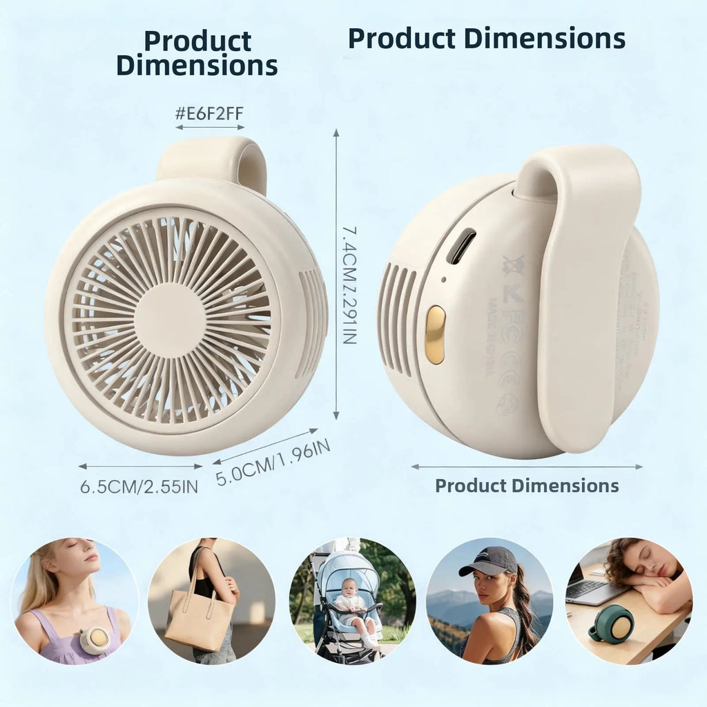 🍃Portable Clip On Mini Neck Fan | USB Rechargeable Bladeless Cooling Fan for Outdoor Travel Sports🌬️