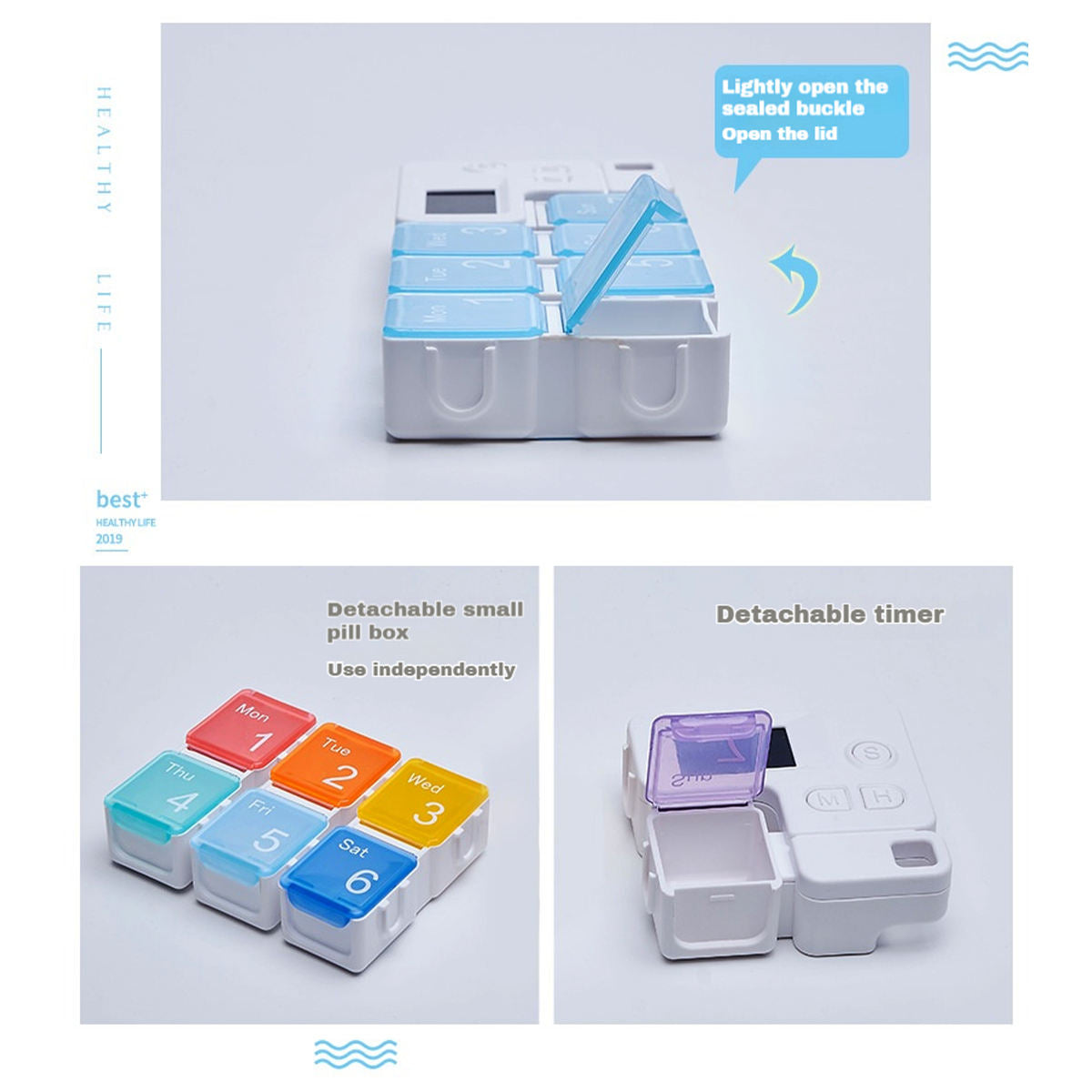 🎯Never Miss a Dose Again! 🚀 7-Day Mini Color Pill Box with Timer Reminder for Home & On-the-Go⏰