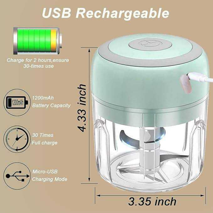 🧄 Rechargeable Mini Electric Garlic Chopper | Wireless Food Processor for Garlic, Veggies & Baby Food👶