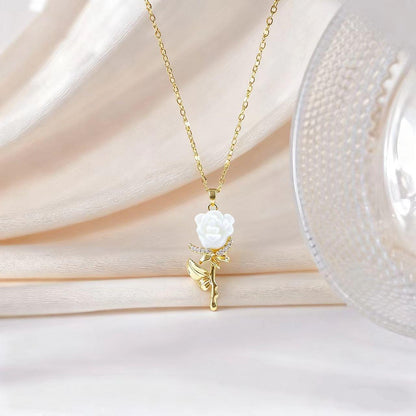 🌹 Eternal Rose Velvet Pendant Necklace 💖 18K Gold Plated Romantic Jewelry Gift for Her💎