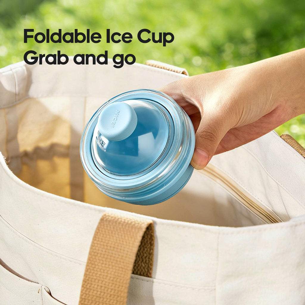 🍹 2-in-1 Collapsible Ice Ball Cup with Straw Lid | Food-Grade Silicone, Portable Travel Mug for Camping & Outdoor Adventures🥤