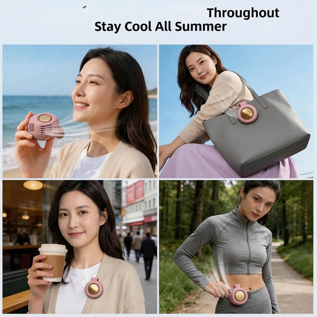 🍃Portable Clip On Mini Neck Fan | USB Rechargeable Bladeless Cooling Fan for Outdoor Travel Sports🌬️