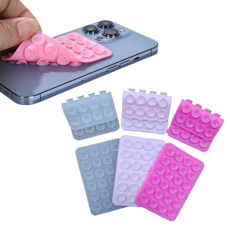 ✨24 Cup Double Sided Silicone Suction Phone Mount | Reusable Sticky Phone Holder For Selfie & Workout🌈