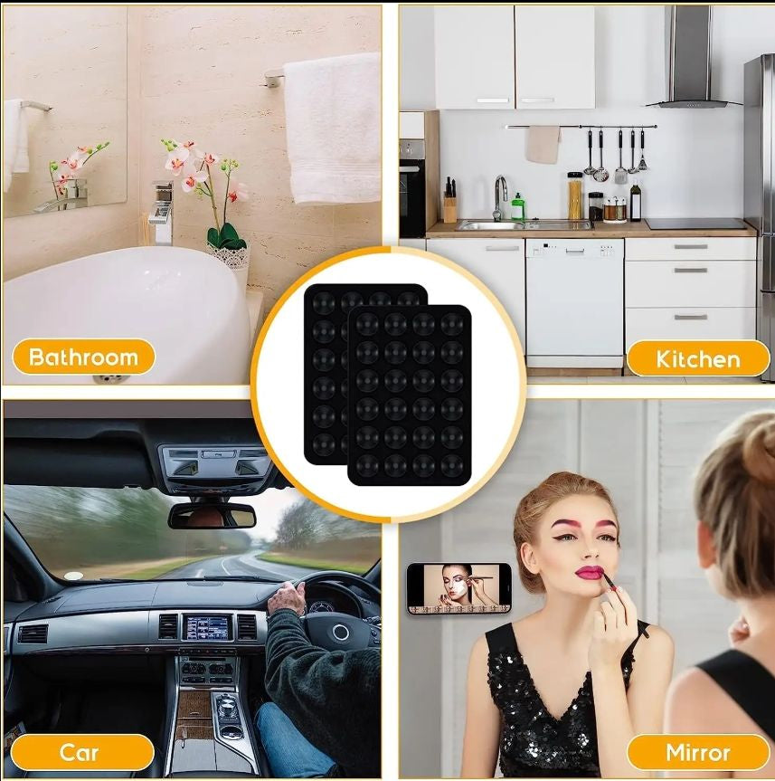 ✨24 Cup Double Sided Silicone Suction Phone Mount | Reusable Sticky Phone Holder For Selfie & Workout🌈