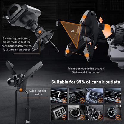 🚗 15W Auto-Clamp Car Wireless Charger Mount | Charge & Hold Your Phone in 1 Sec🧭