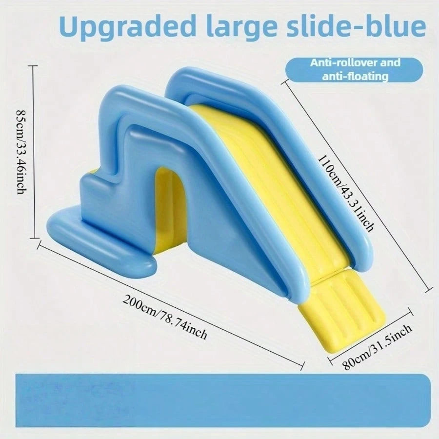 Inflatable slide pool with a sunshade—suitable for backyards, gardens, and summer water parties.