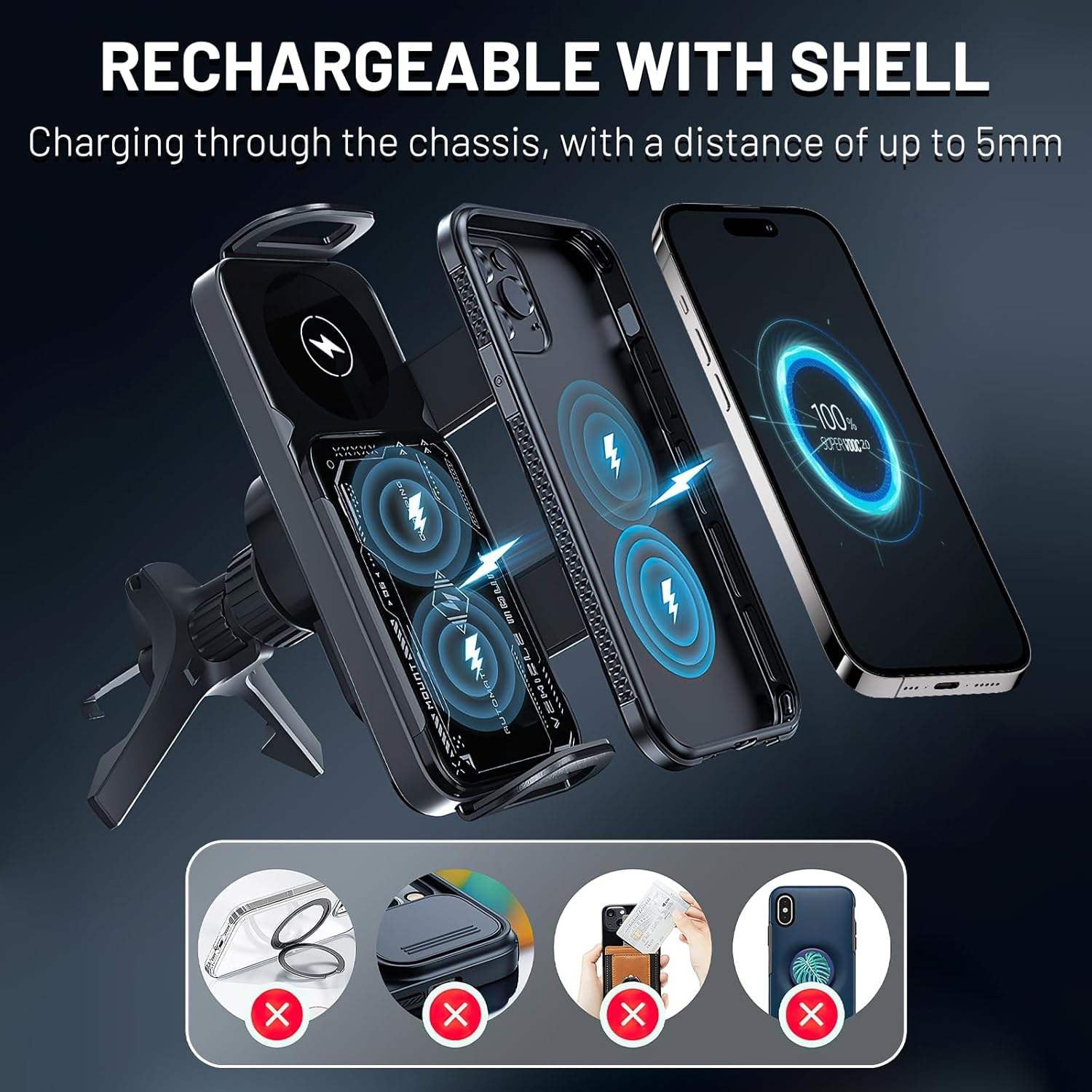 🚗 15W Auto-Clamp Car Wireless Charger Mount | Charge & Hold Your Phone in 1 Sec🧭