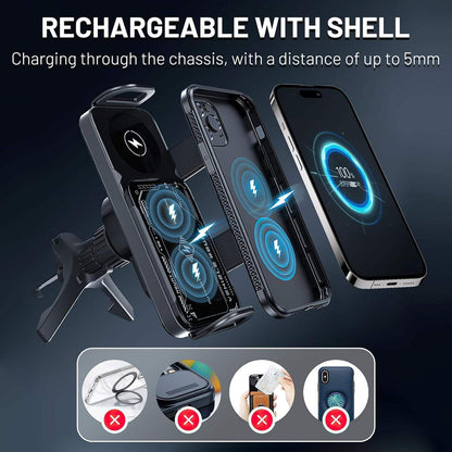 🚗 15W Auto-Clamp Car Wireless Charger Mount | Charge & Hold Your Phone in 1 Sec🧭