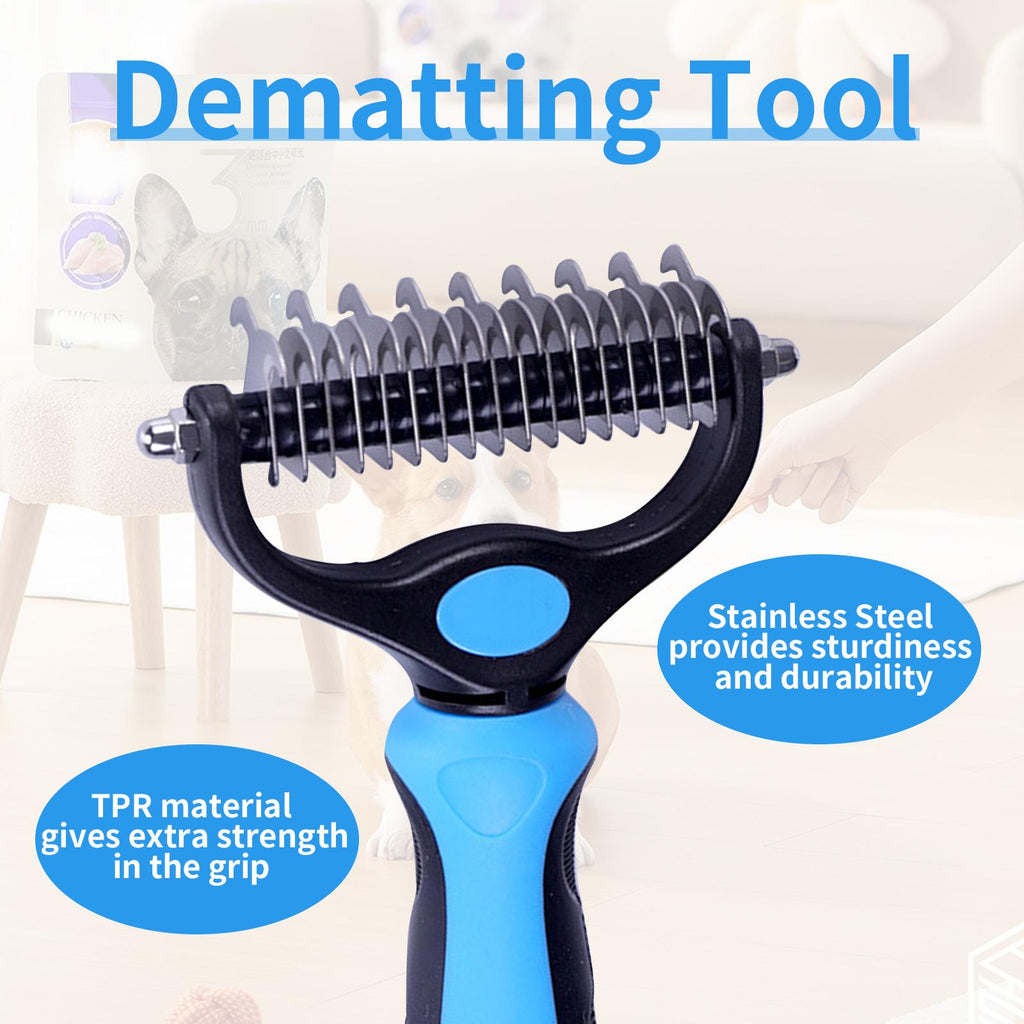 🐶🐱 Double Sided Undercoat Rake Comb 🧶 Hurtless Shedding & Dematting Pet Grooming Brush
