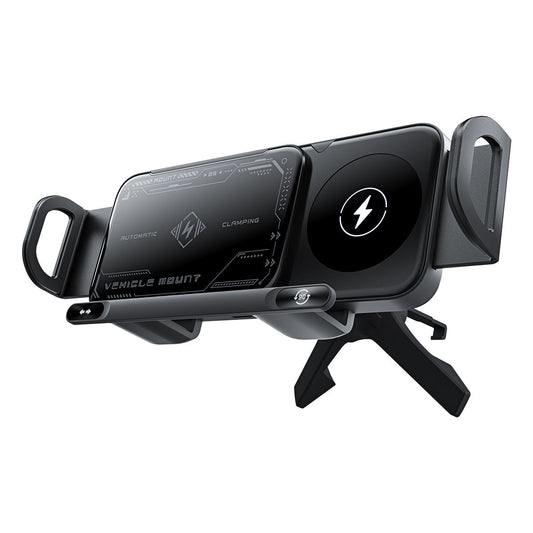 🚗 15W Auto-Clamp Car Wireless Charger Mount | Charge & Hold Your Phone in 1 Sec🧭