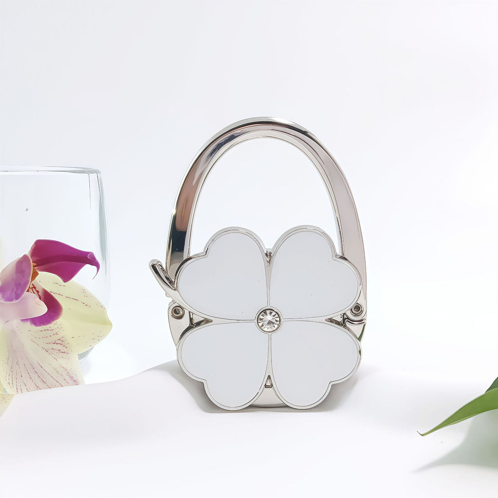 💖 Foldable Clover Bag Hanger | Portable Purse Holder with Bling✨