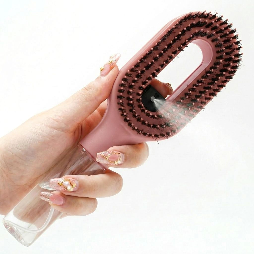 💦 2-in-1 Spray Detangler Brush - Wet & Dry Use, Anti-Static, Painless Tangle-Free Hair Styling Tool🚿