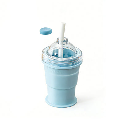 🍹 2-in-1 Collapsible Ice Ball Cup with Straw Lid | Food-Grade Silicone, Portable Travel Mug for Camping & Outdoor Adventures🥤